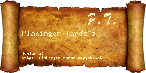 Plakinger Taráz névjegykártya